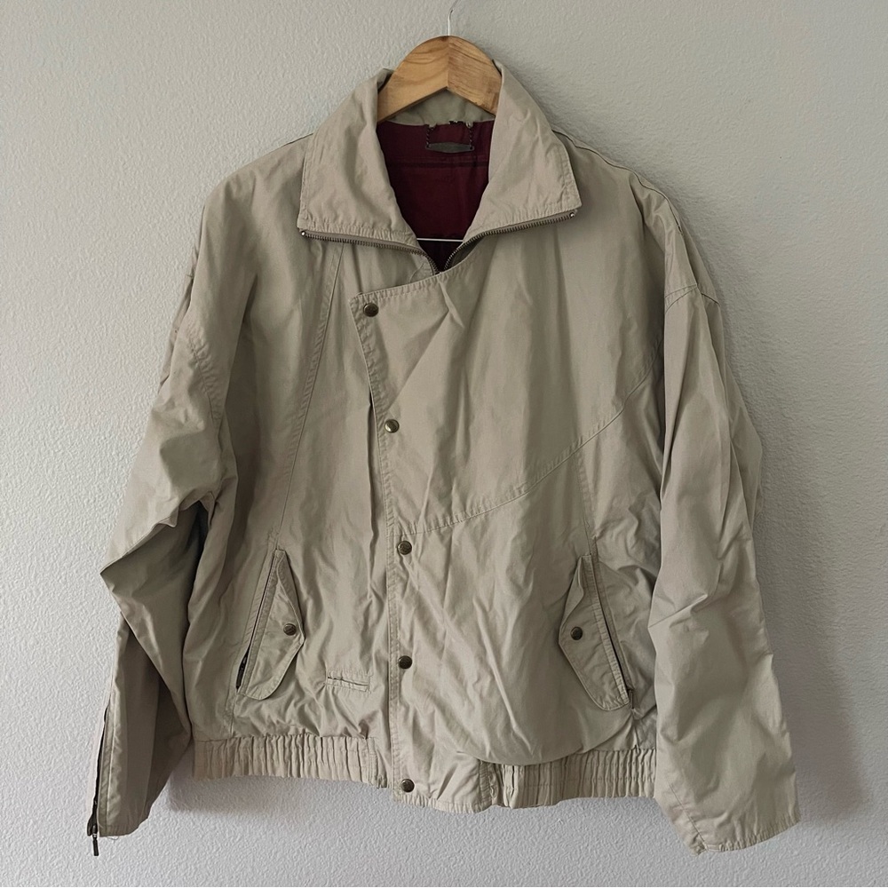 John Henry Beige Bomber Jacket Size M